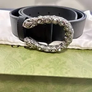 Gucci leather belt with crystal dionysus buckle on sale